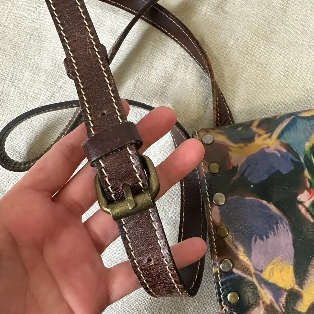 PATRICIA NASH Crossbody Bag Multicolor Floral Leather Studded Sling Purse